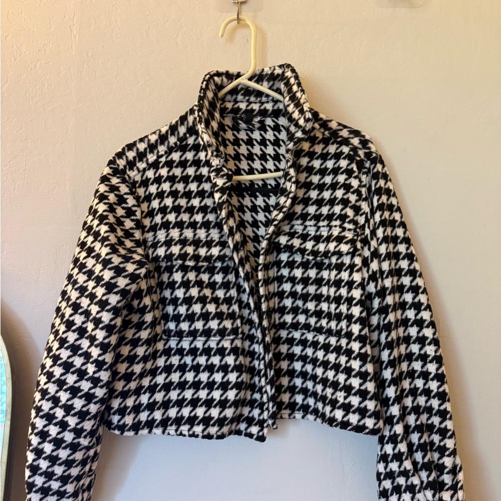 Houndstooth Black and White Crop Jacket